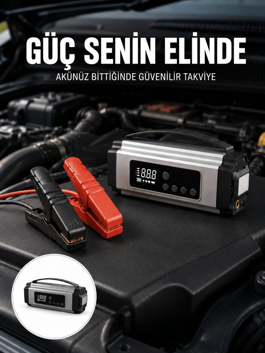 Yolda Kalmaya Son Dijital Ekranlı Akü Takviye ve Hava Kompresörü Çok Fonksiyonlu Acil Güç Ünitesi Yeni Nesil
