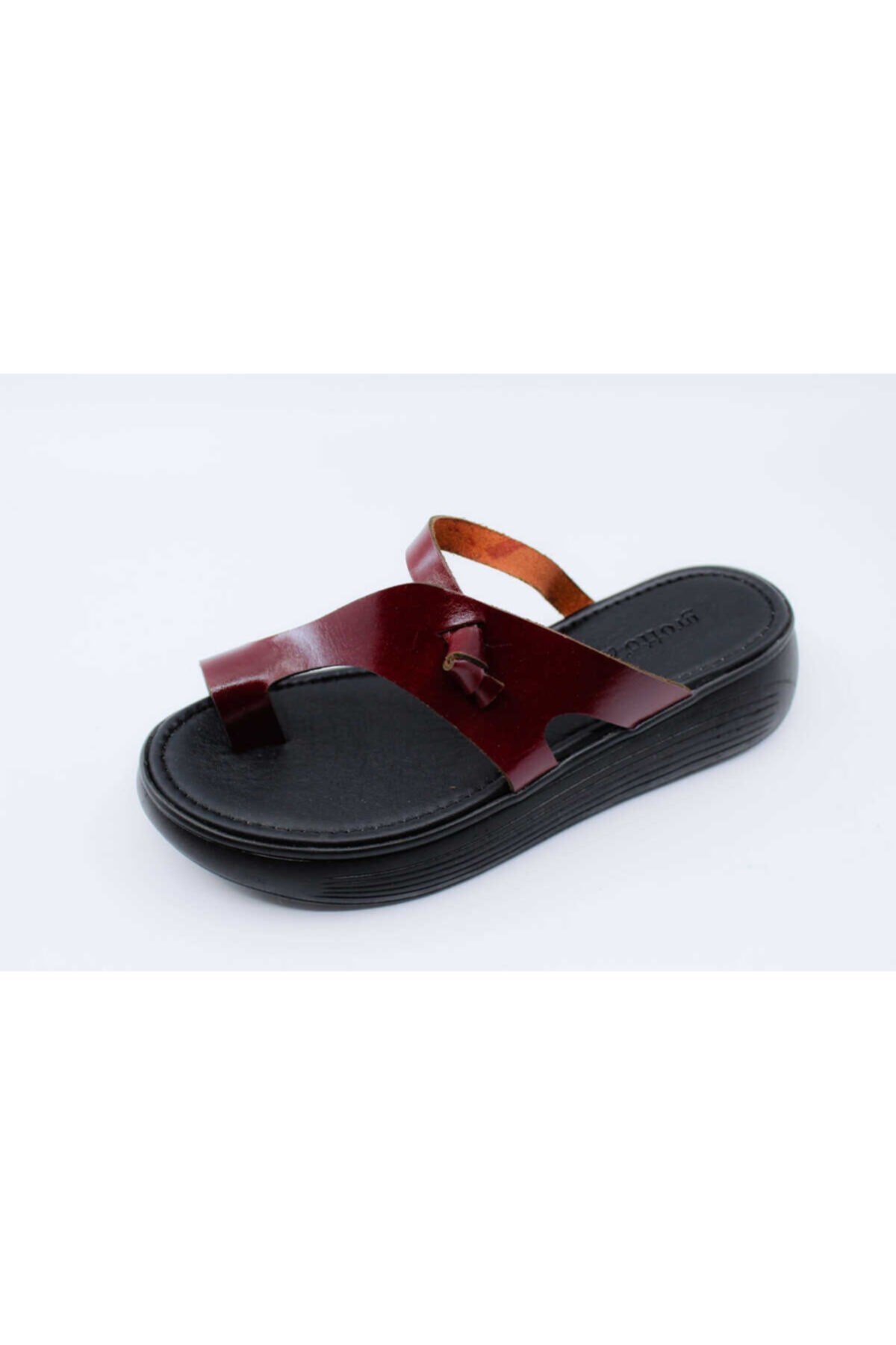 Bordo Deri İç astar emitasyon Terlik Gzt20y97503