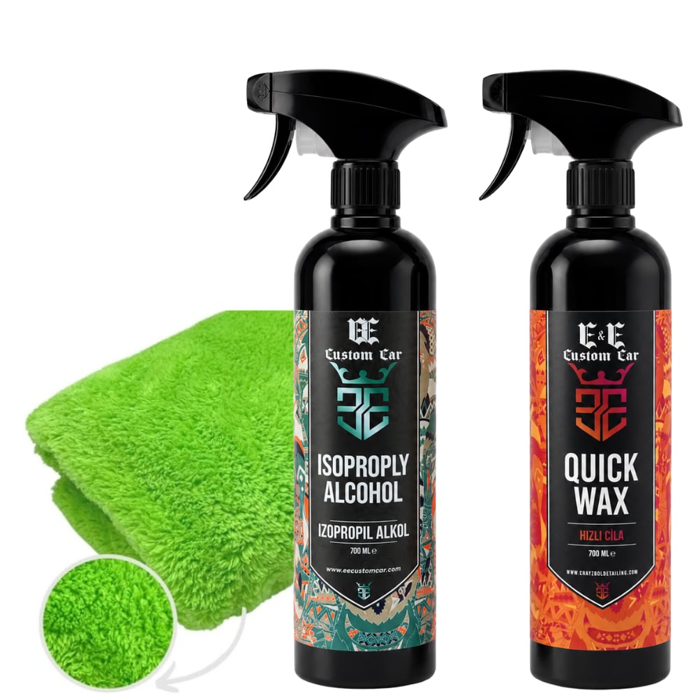 EE CUSTOM CAR İZOPROPİL ALKOL 700 ML + QUİCK WAX 700 ML + MİKROFİBER BEZ (HEDİYE)