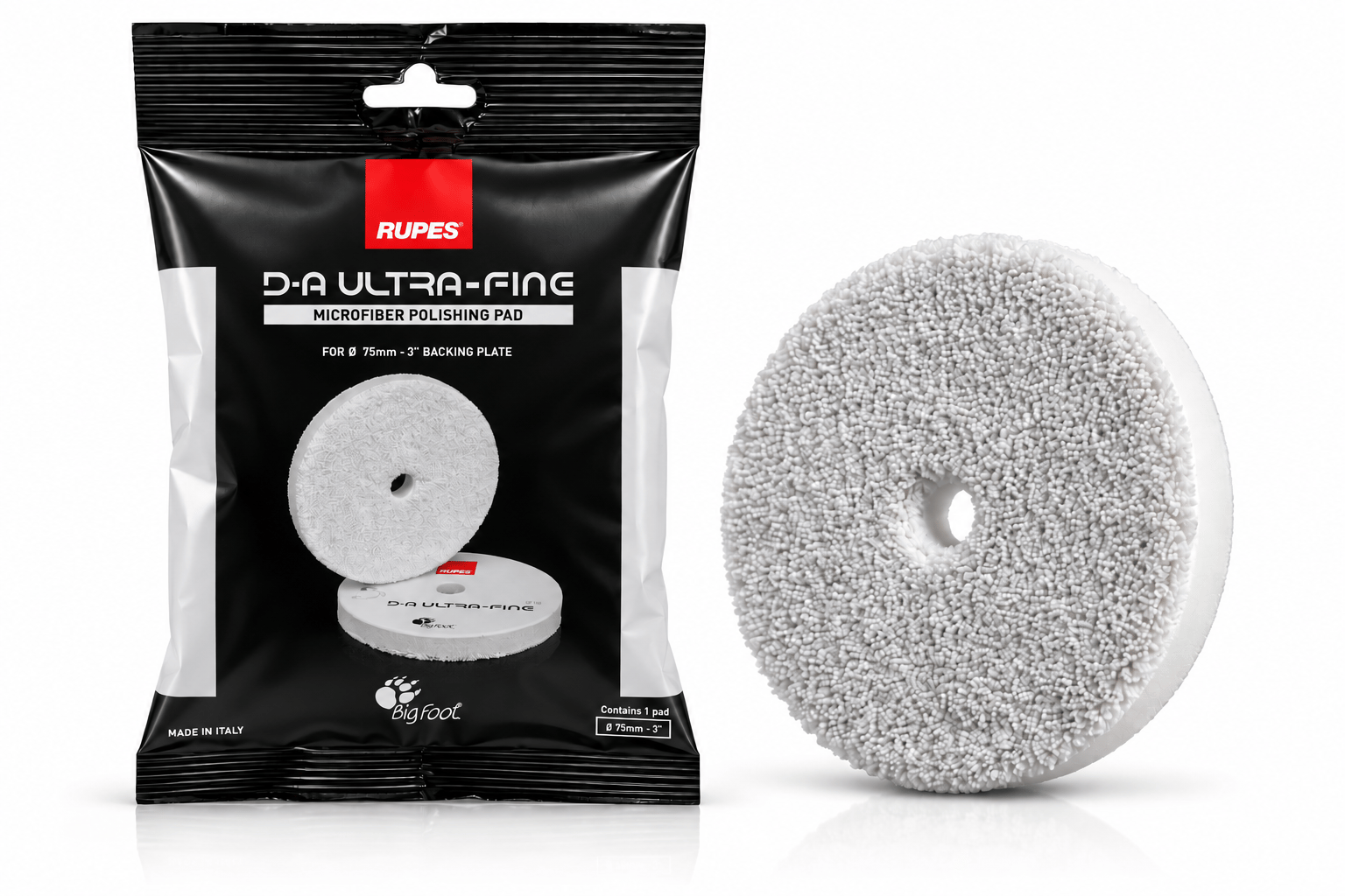 RUPES 9MF80S ULTRA İNCE MİKROFİBER POLİSAJ PEDİ BEYAZ 75 MM