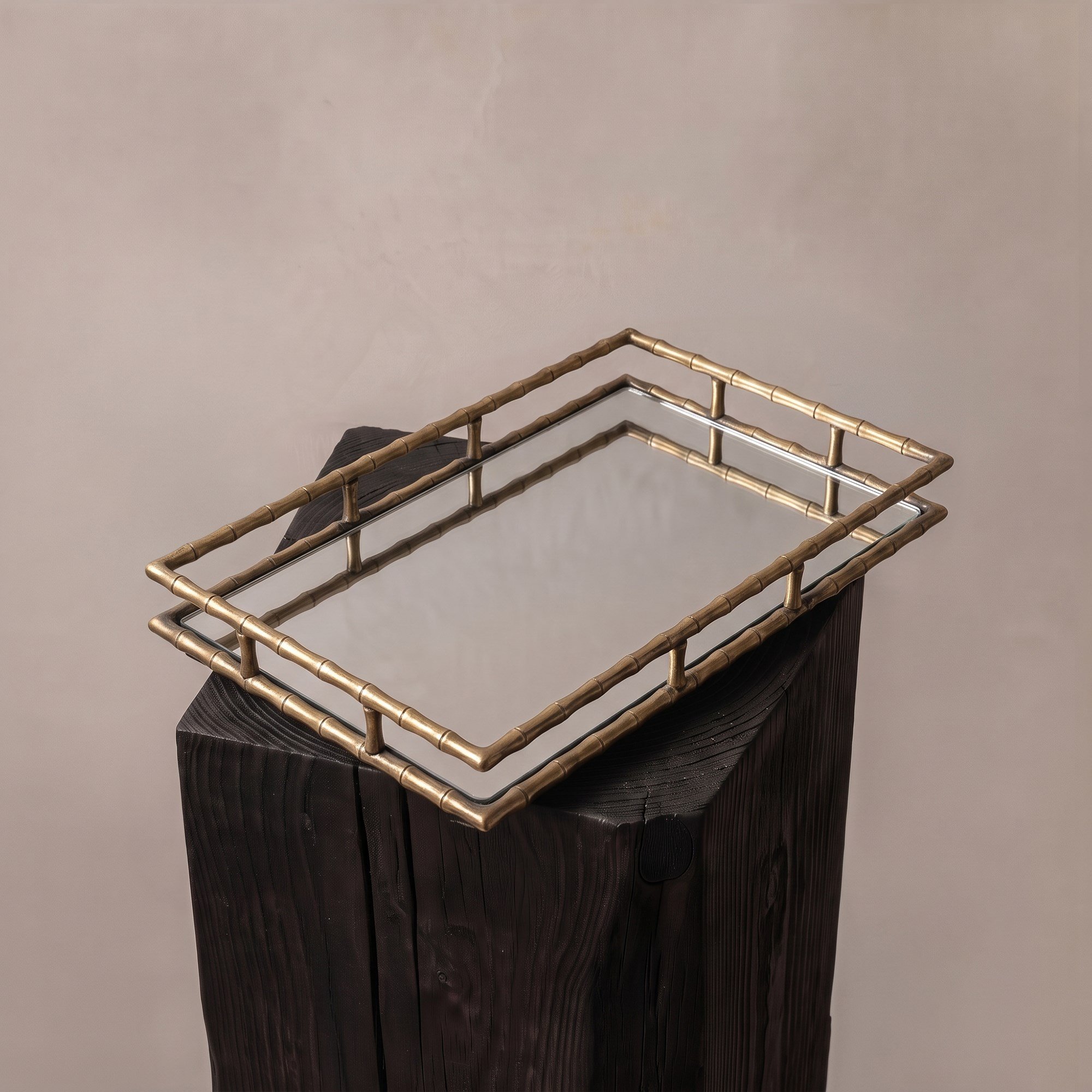 Bambu Metal Form Aynalı Tepsi