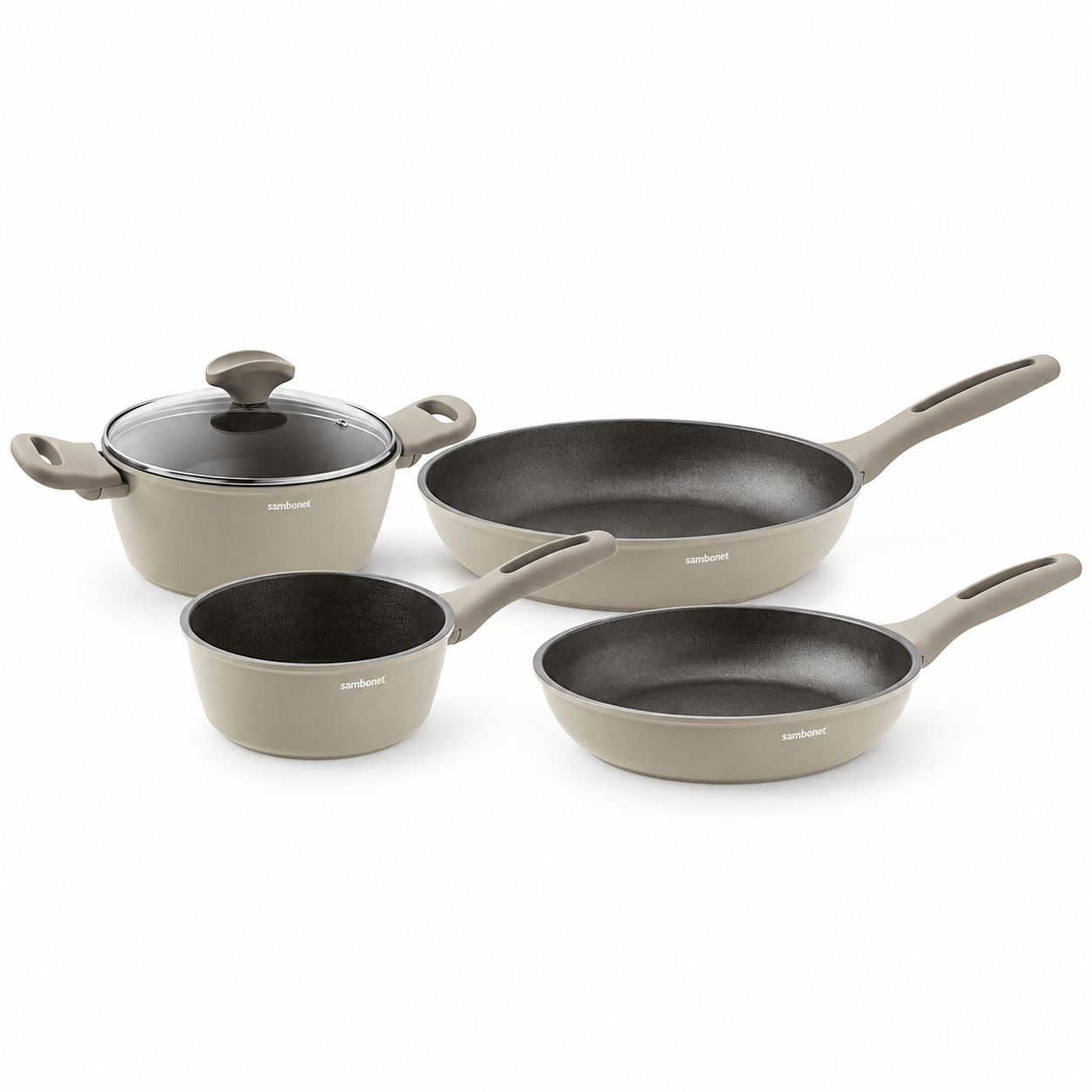 COOKWARE SET 5 PCS SILVER FORVE ALUMINUM GLASS