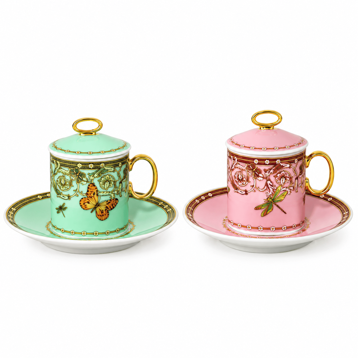 Le Jardin Pink Green, Set 2 espresso, 3pcs.