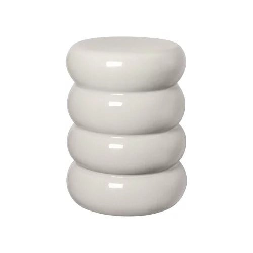 TORU- Seramik Tabure, Zambak Beyazı Rengi, Yuvarlak Çap 34 cm, Boy 44 cm