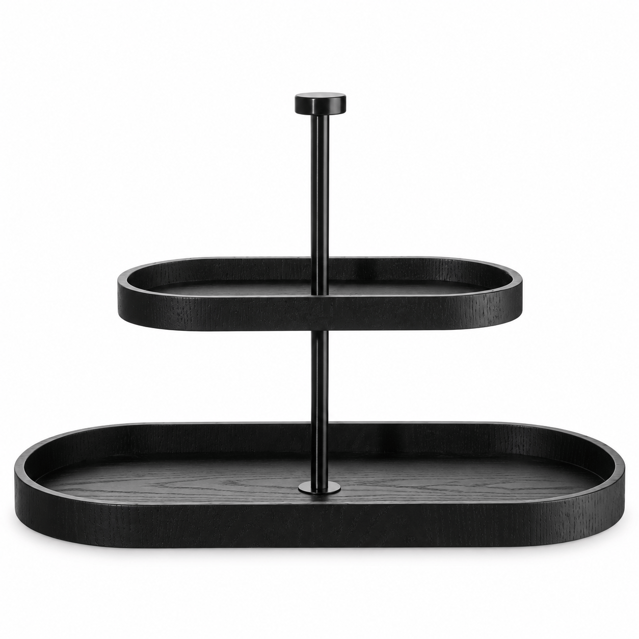 Wood Black, 2 Katlı Oval Servis Standı