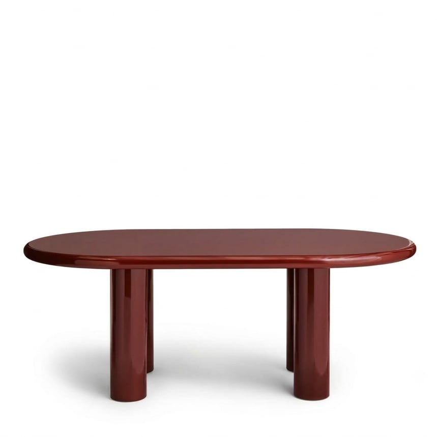 6 Kişilik Modern Tasarım Bordo Yemek Masası