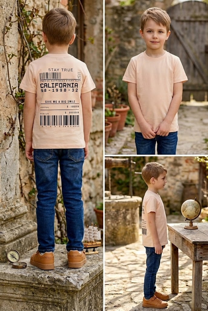 Arka California Baskılı Erkek Çocuk T-shirt