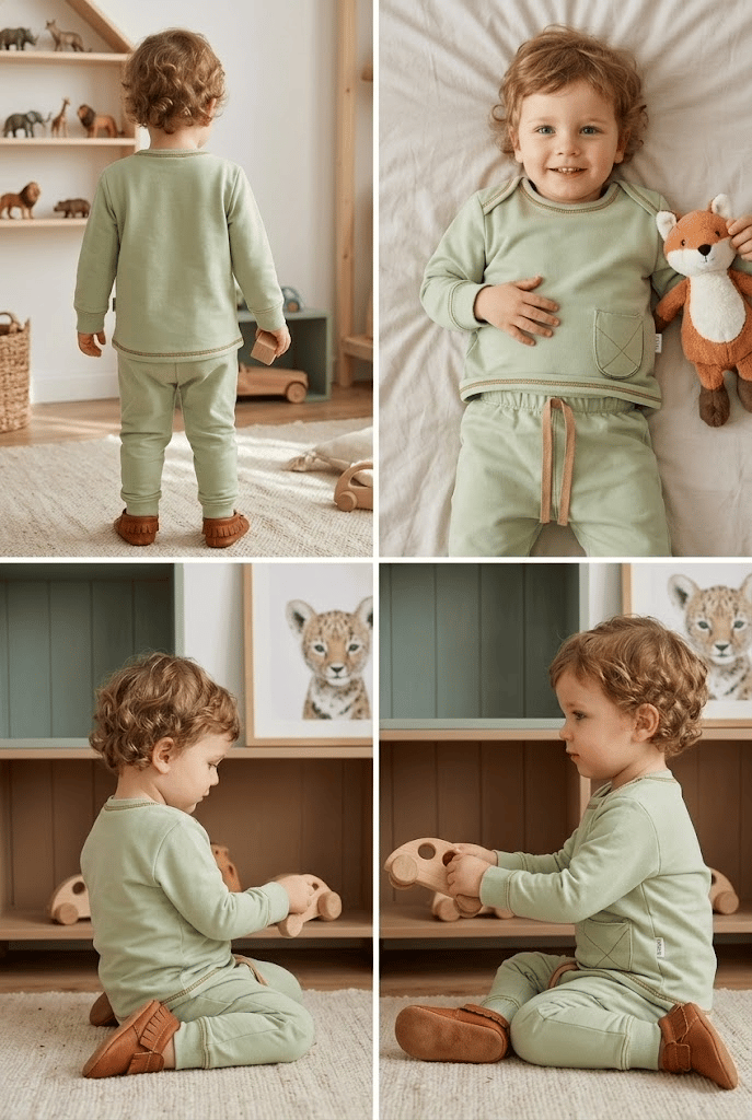 Bebek Cepli Dikiş Detaylı Uzun Kollu Alt Üst Takım
