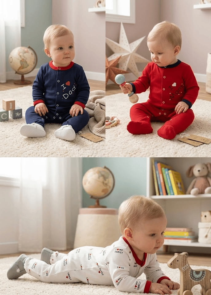 Bebek Çıtçıtlı Patikli Tulum 3'lü Set