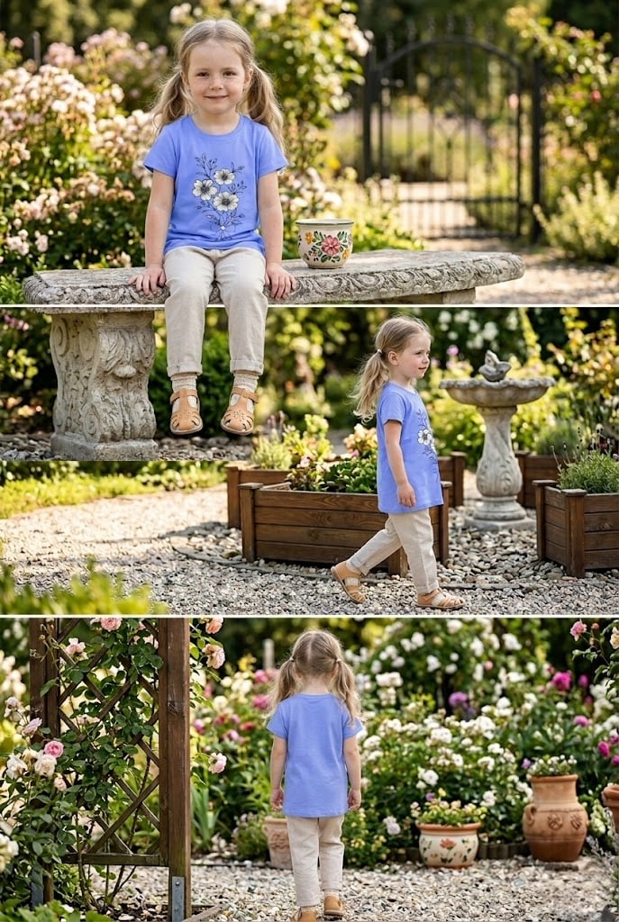 Çiçek Baskılı Kız Tshirt