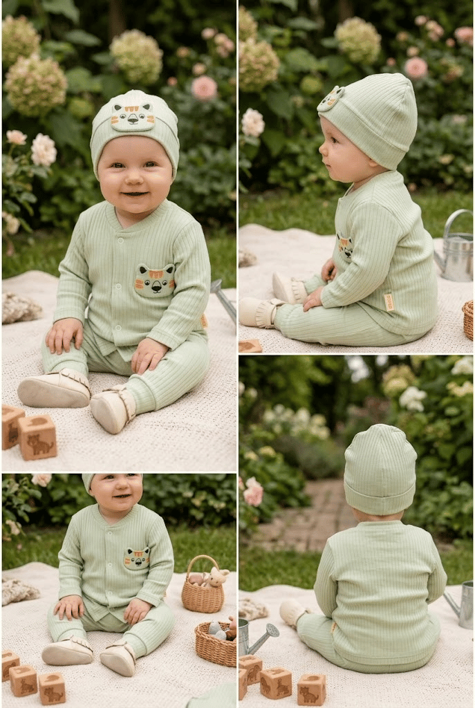 Erkek Bebek Boydan Çıtçıtlı Takım