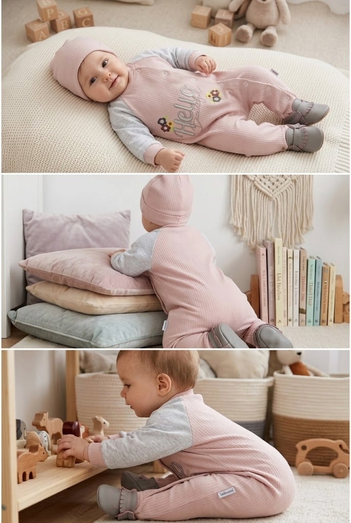 Hello Beautiful Nakışlı Patikli Bebek Tulumu