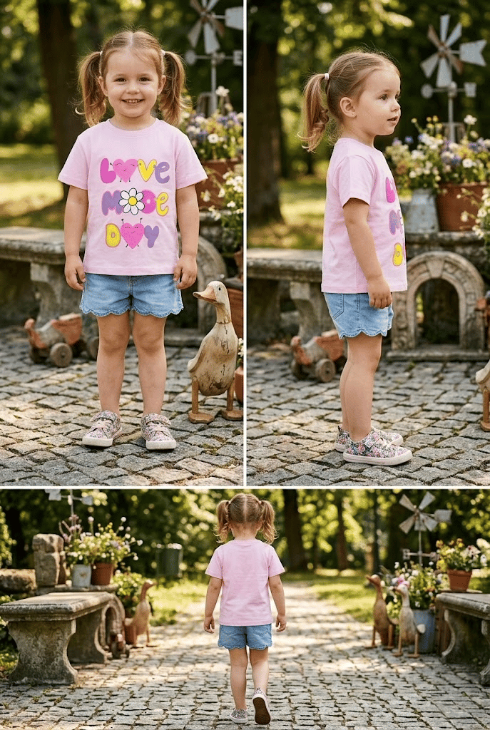 Love Mooe Day Baskılı Kız Tshirt