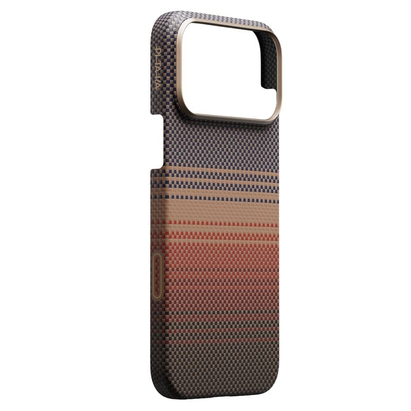 Apple iPhone 17 Pro Kılıf M-safe Şarj Özellikli Aramid Fiber Pitaka Tactile Woven Sunset-Moonrise Serisi Kapak