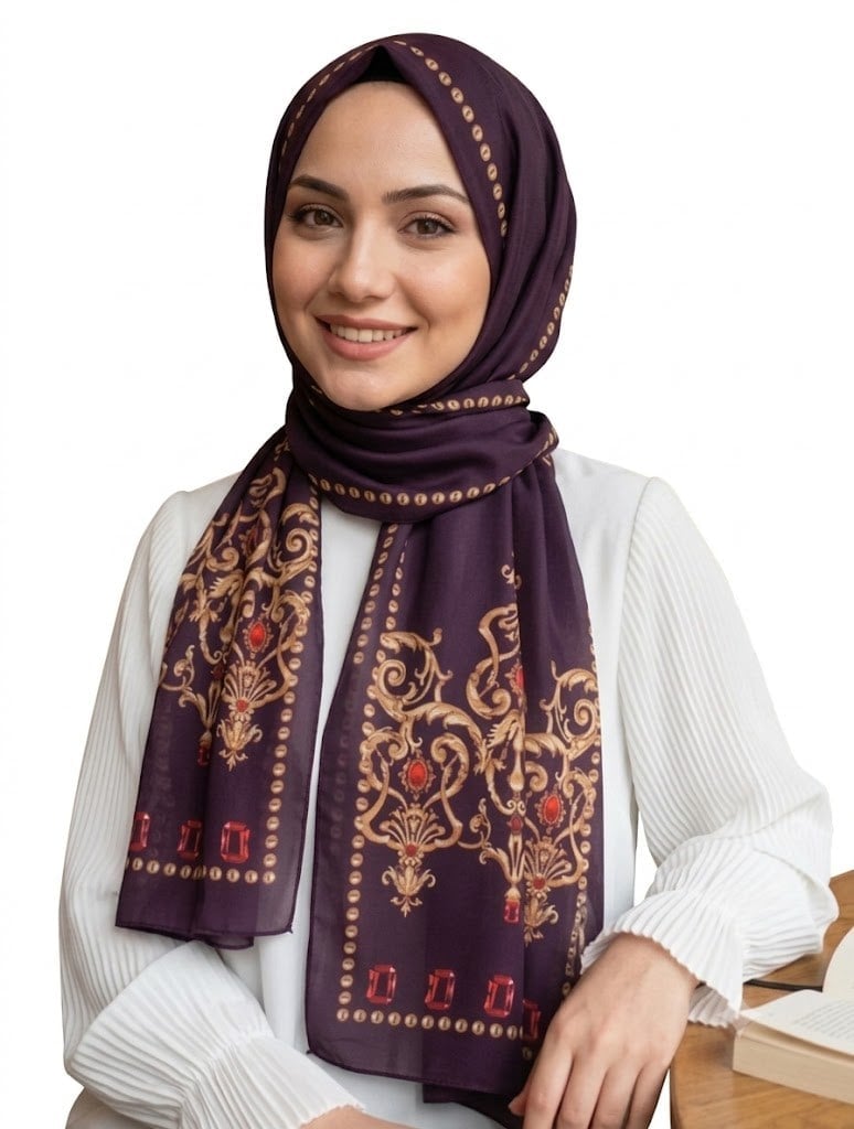 Majesty Koyu Bordo Şal