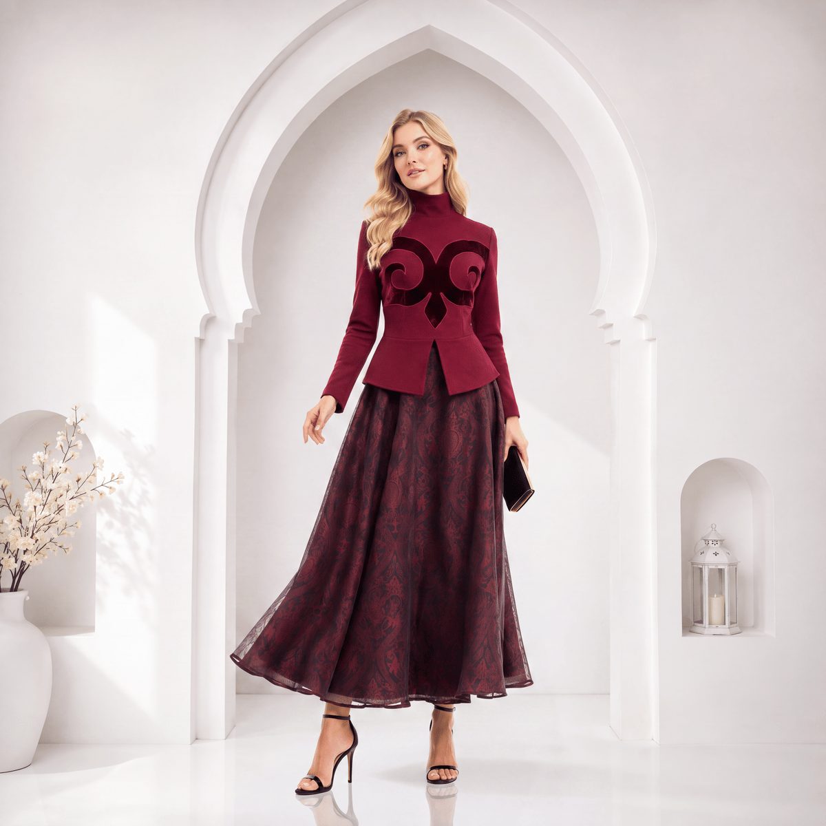 Muslima Wear Şehrazat Bordo Bluz
