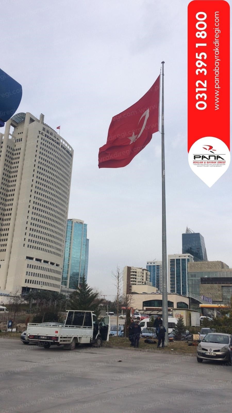 30 Metre Galvaniz Bayrak Direği