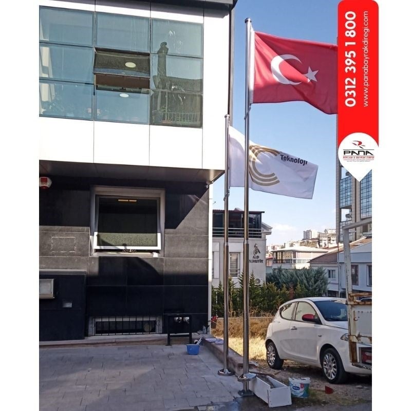 7 Metre İnox 304 Kalite Paslanmaz Krom Çelik Ekonomik Bayrak Direği