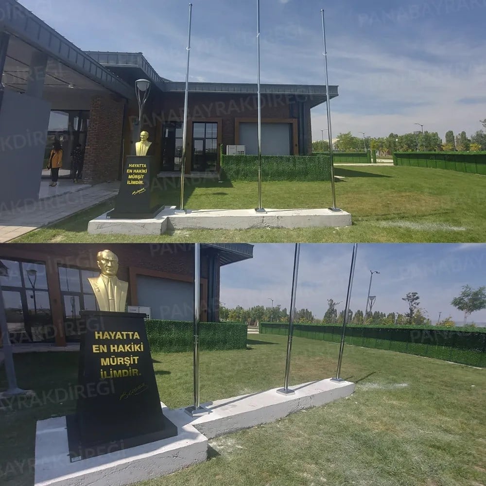 Atatürk Büstü (100cm Alüminyum)+ Kaide (120cm)+ Alt tabla Lise Modeli