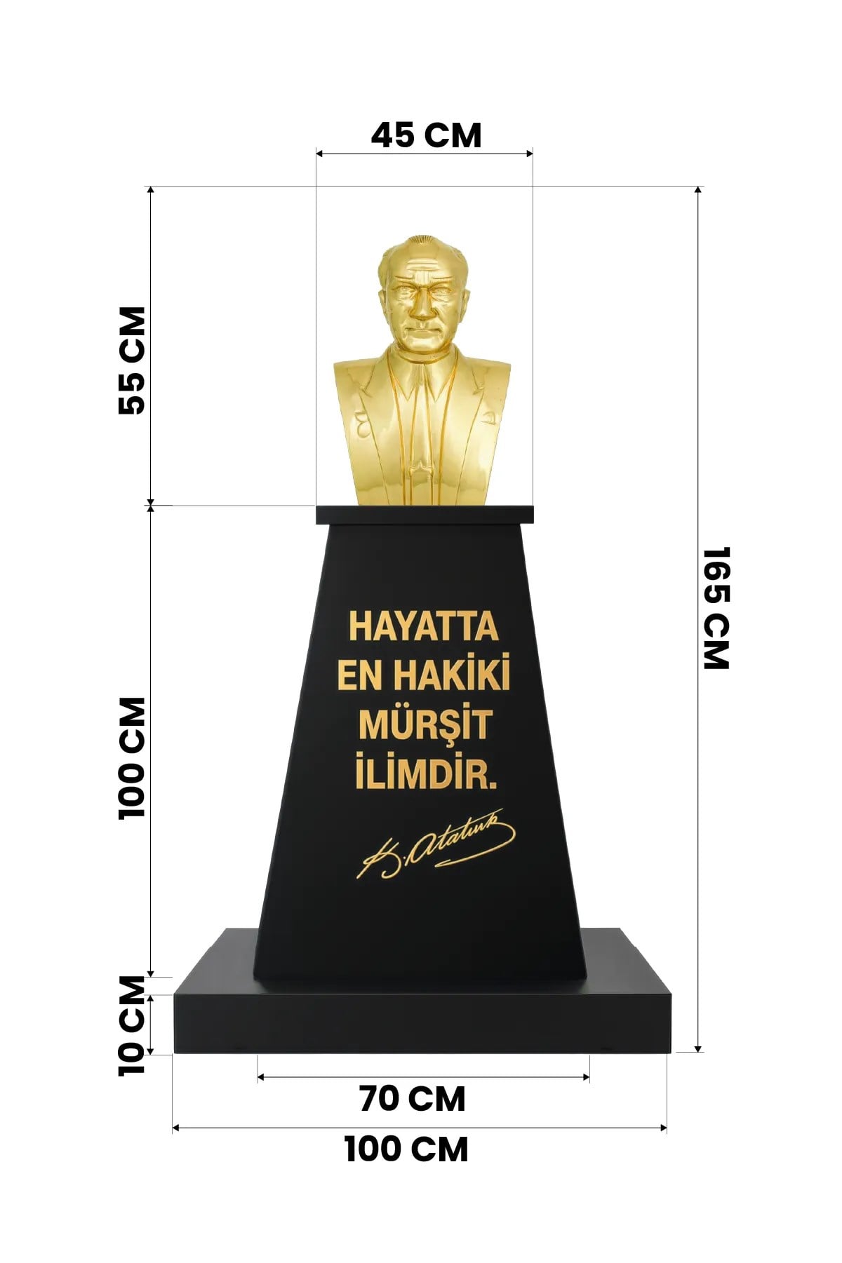 Atatürk Büstü (55cm Pirinç)+ Kaide (100cm)+ Alt Tabla İlkokul Modeli