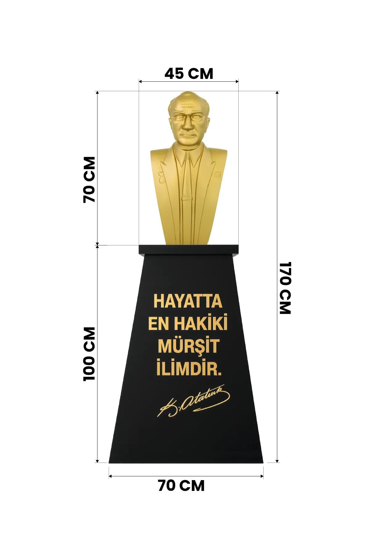 Atatürk Büstü (70cm Alüminyum)+ Kaide (100cm) İlkokul Modeli