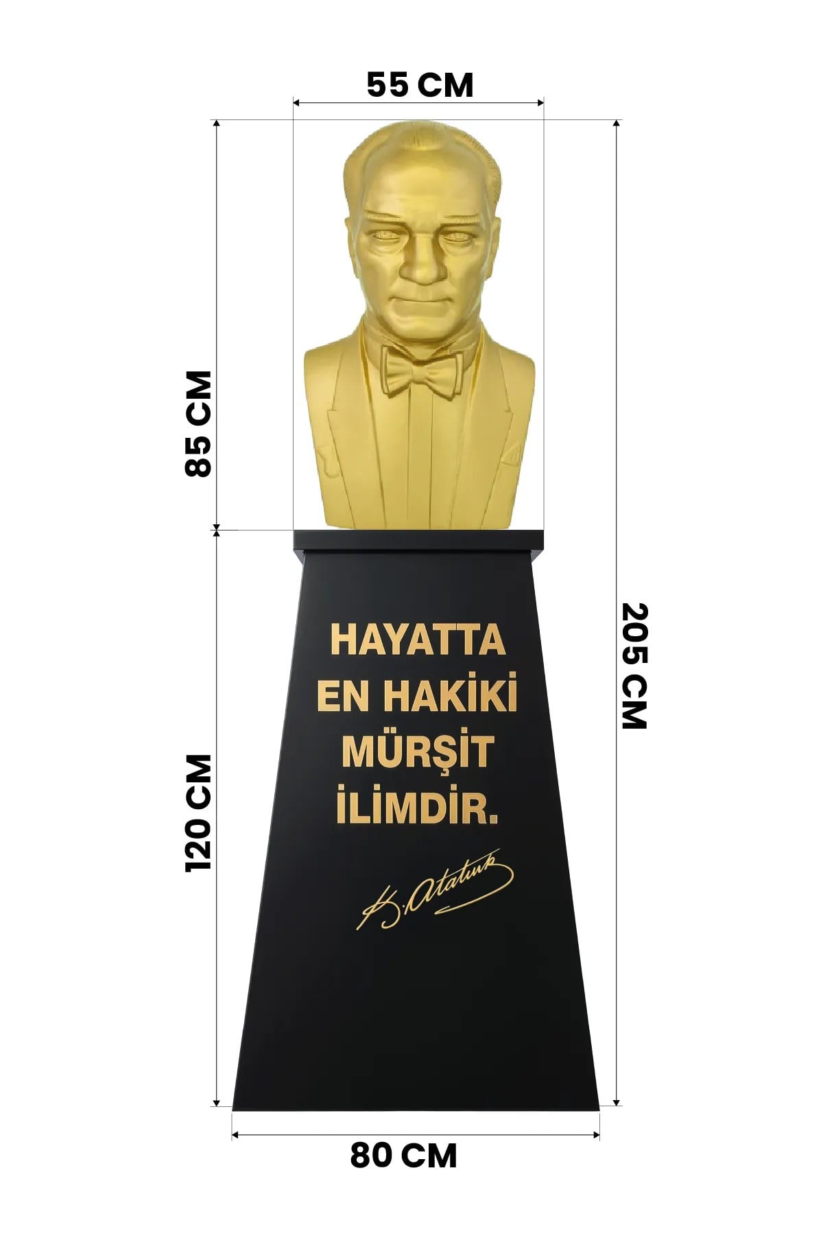 Atatürk Büstü (85cm Alüminyum)+ Kaide (120cm) Lise Modeli