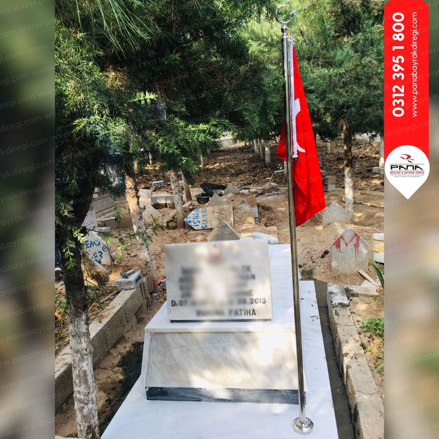 Şehit Bayrak Direği Ayyıldız Dahil (115 cm Boy)