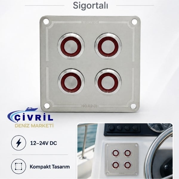 4 LÜ KROM SWİTCH PANEL  SİGORTALI 