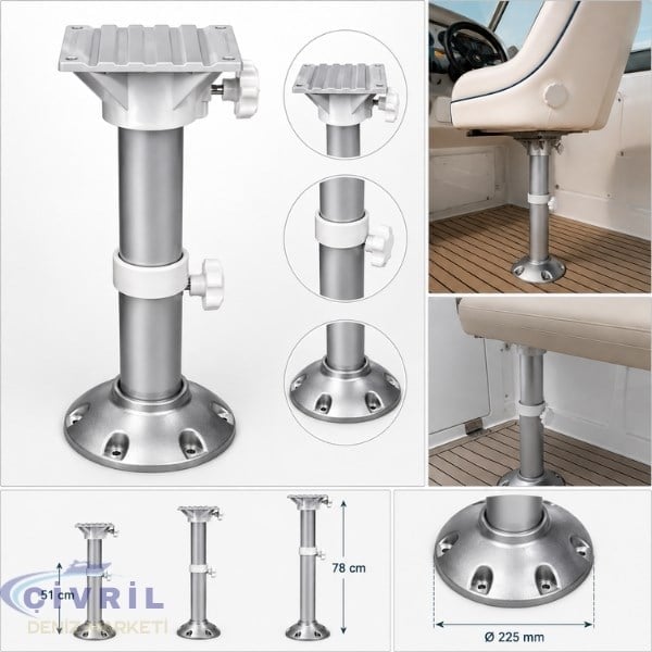 KOLTUK AYAĞI TELESKOPİK BEYAZ+METALİK 51-78CM ÇAP 225