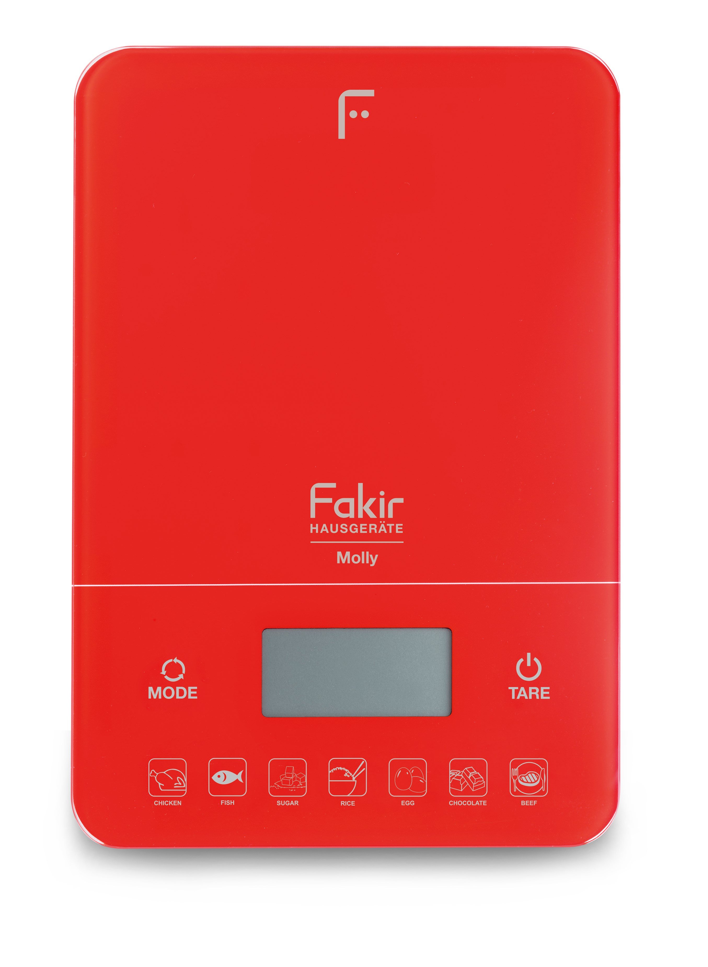 Fakir Molly Led Ekranlı Dijital Mutfak Tartısı Kırmızı