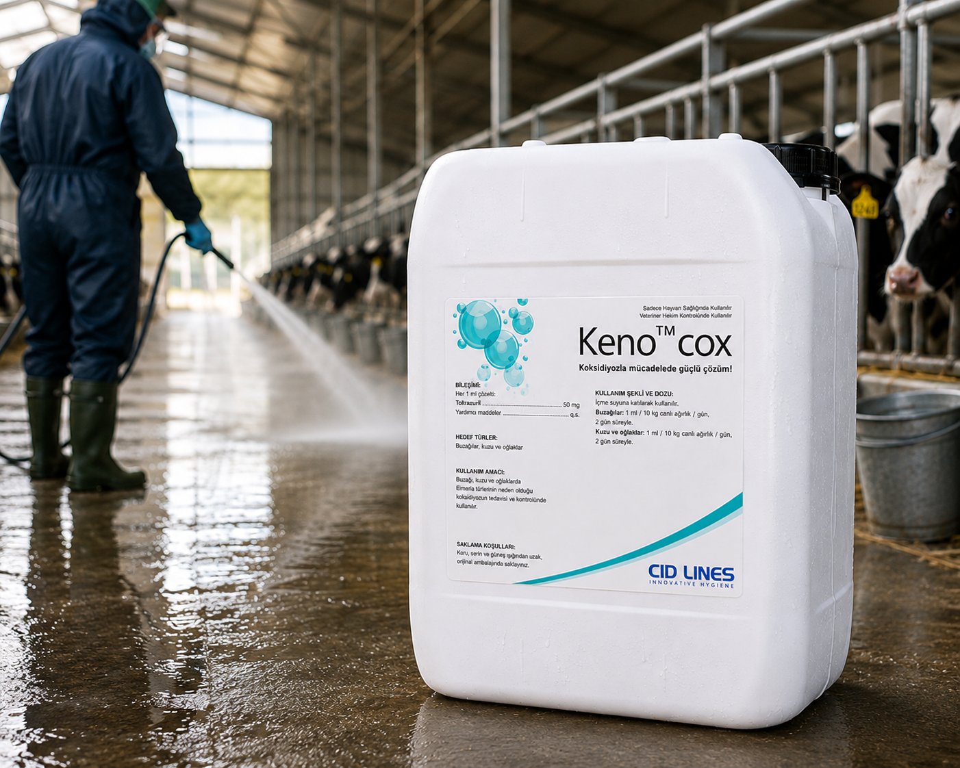 Keno™cox Buzağılık ve Ahır Dezenfektanı | Kriptosporidium ve Koksidiyoz | 10 L