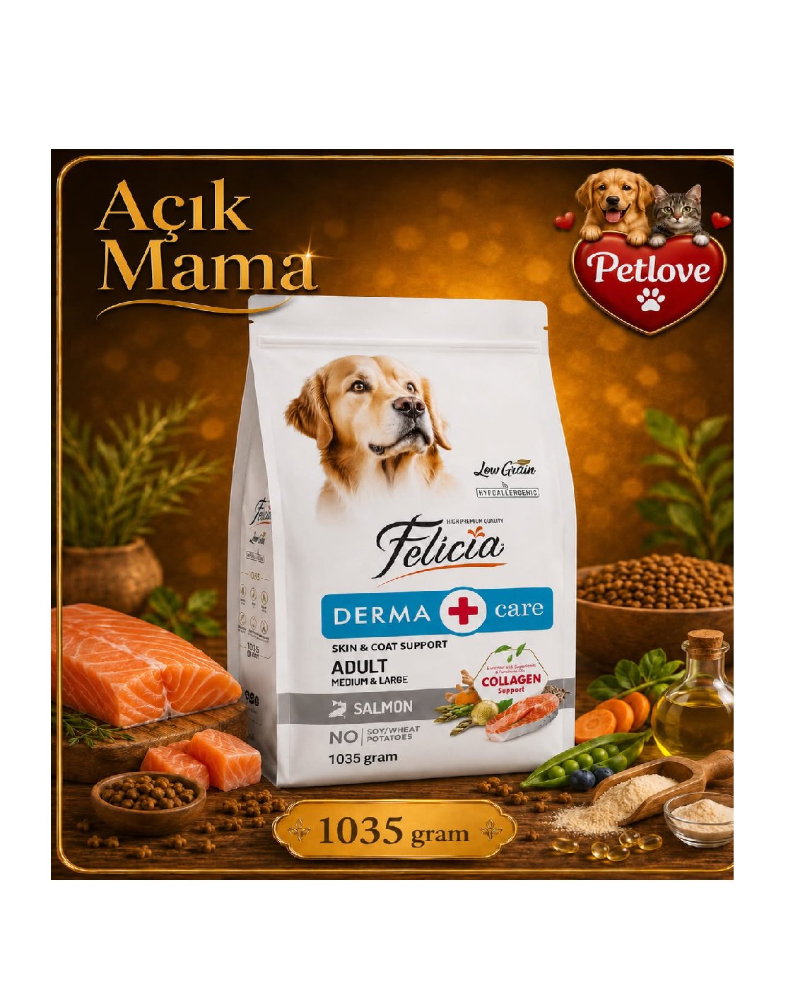 AÇIK Felicia Somonlu köpek medıum 1 KG