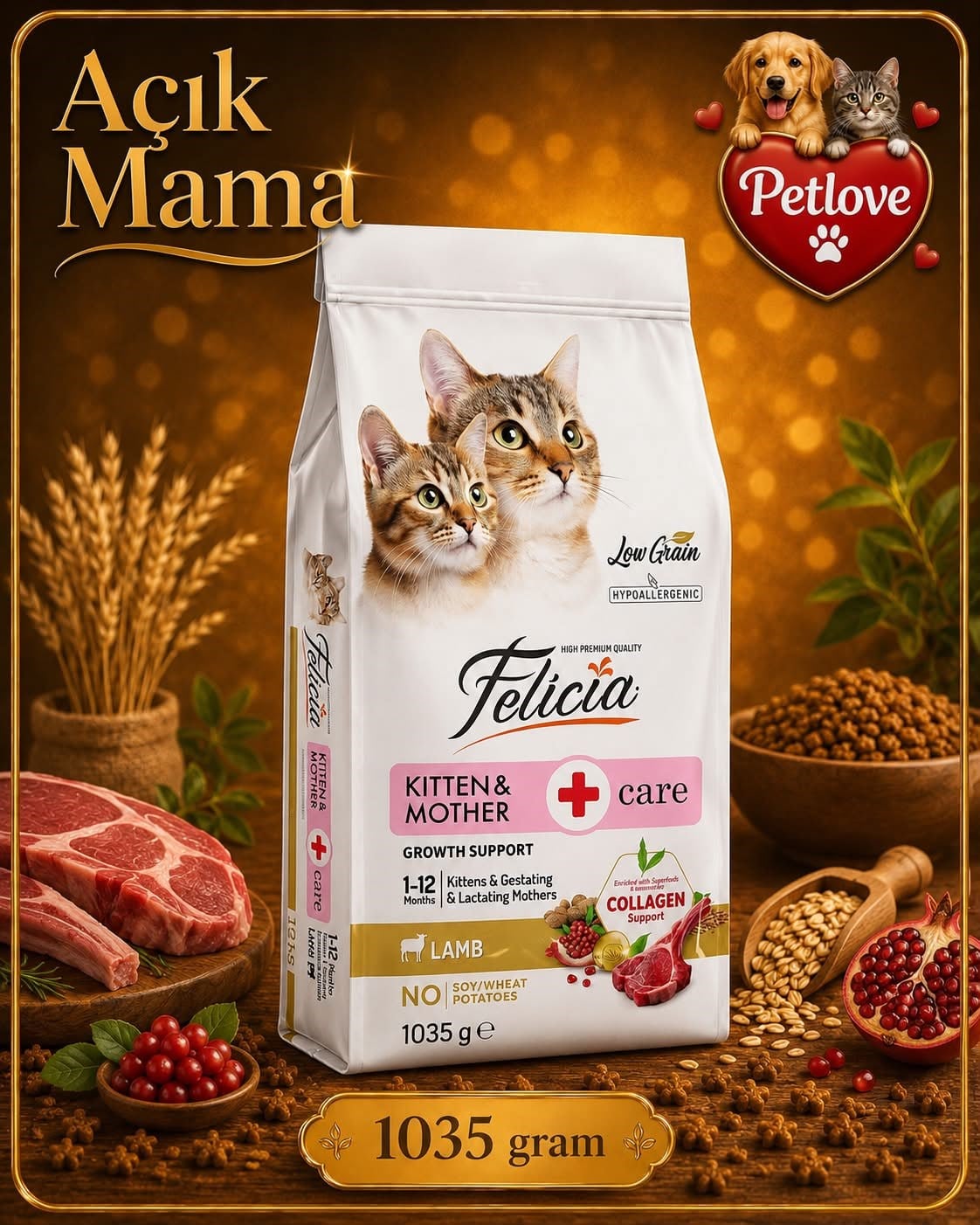 AÇIK Felicia Yavru Kuzu Etli KEdi 1 KG