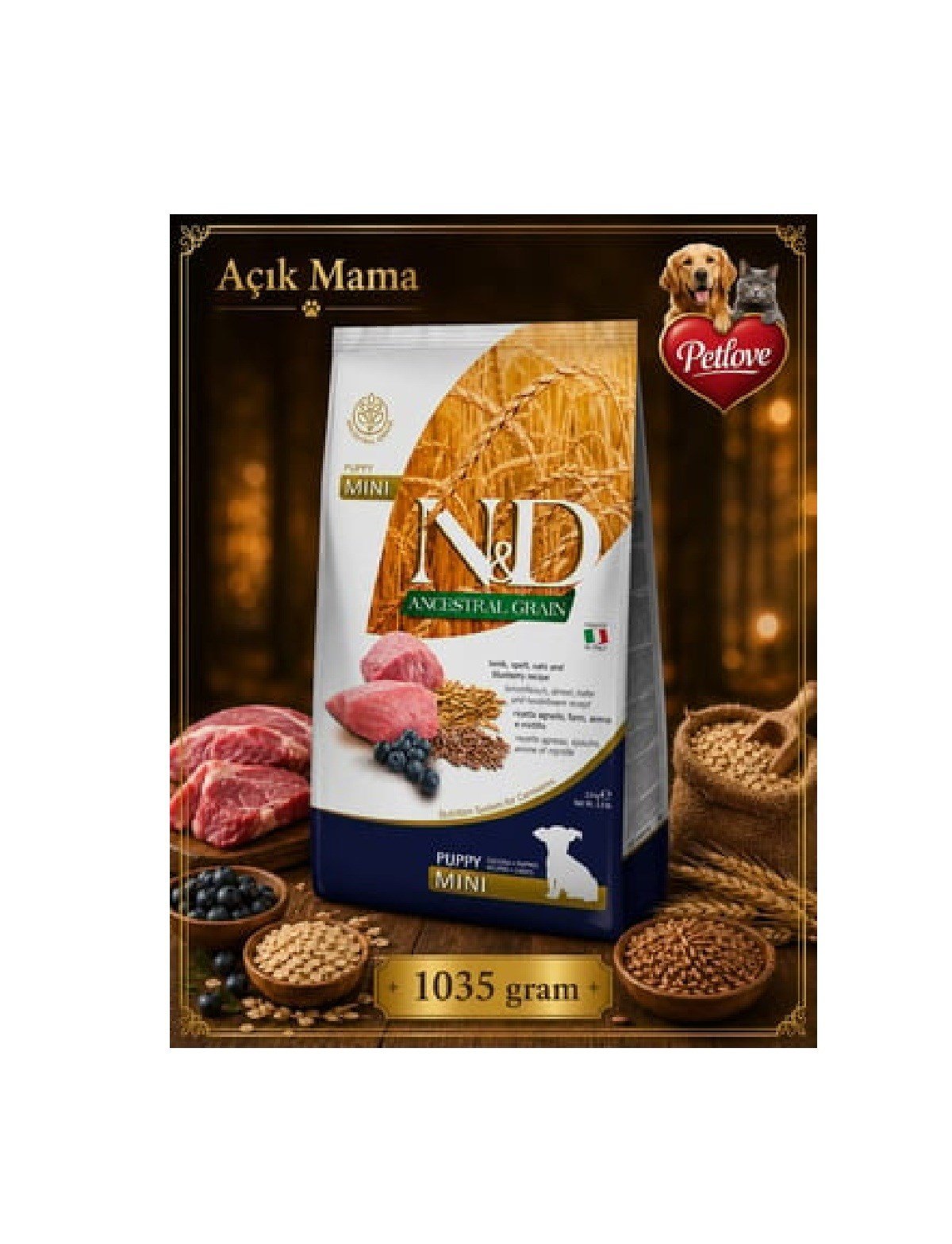 (AÇIK) N&D MINI KUZU YETİŞKİN KÖPEK KURU MAMASI  1 KG