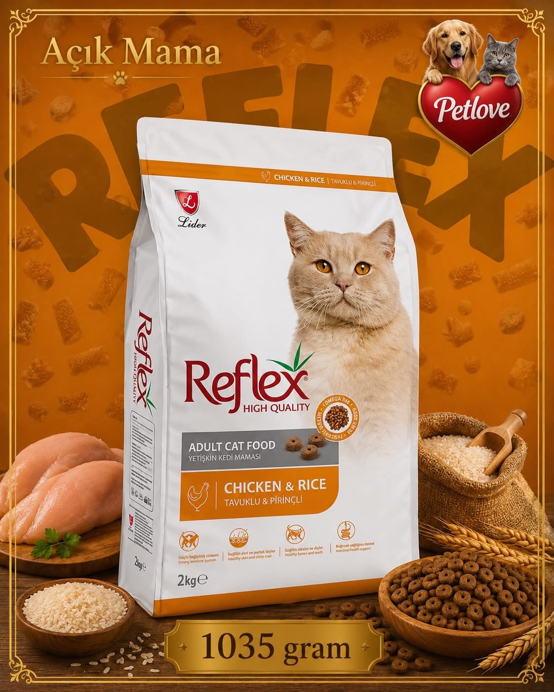 AÇIK Reflex Tavuklu Kedi 1KG