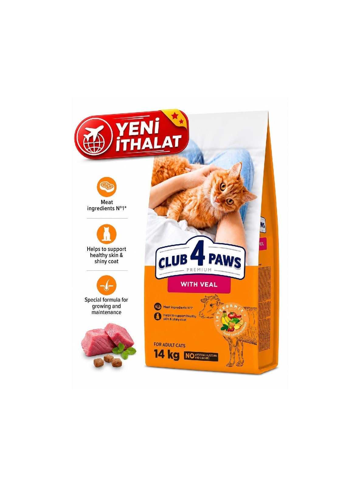 CLUB 4 PAWS BİFTEKLİ  YETİŞKİN KEDİ KURU MAMASI 14 KG