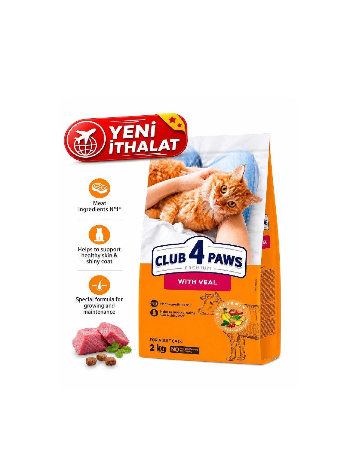 CLUB 4 PAWS BİFTEKLİ YETİŞKİN KEDİ KURU  MAMASI 900 GRAM