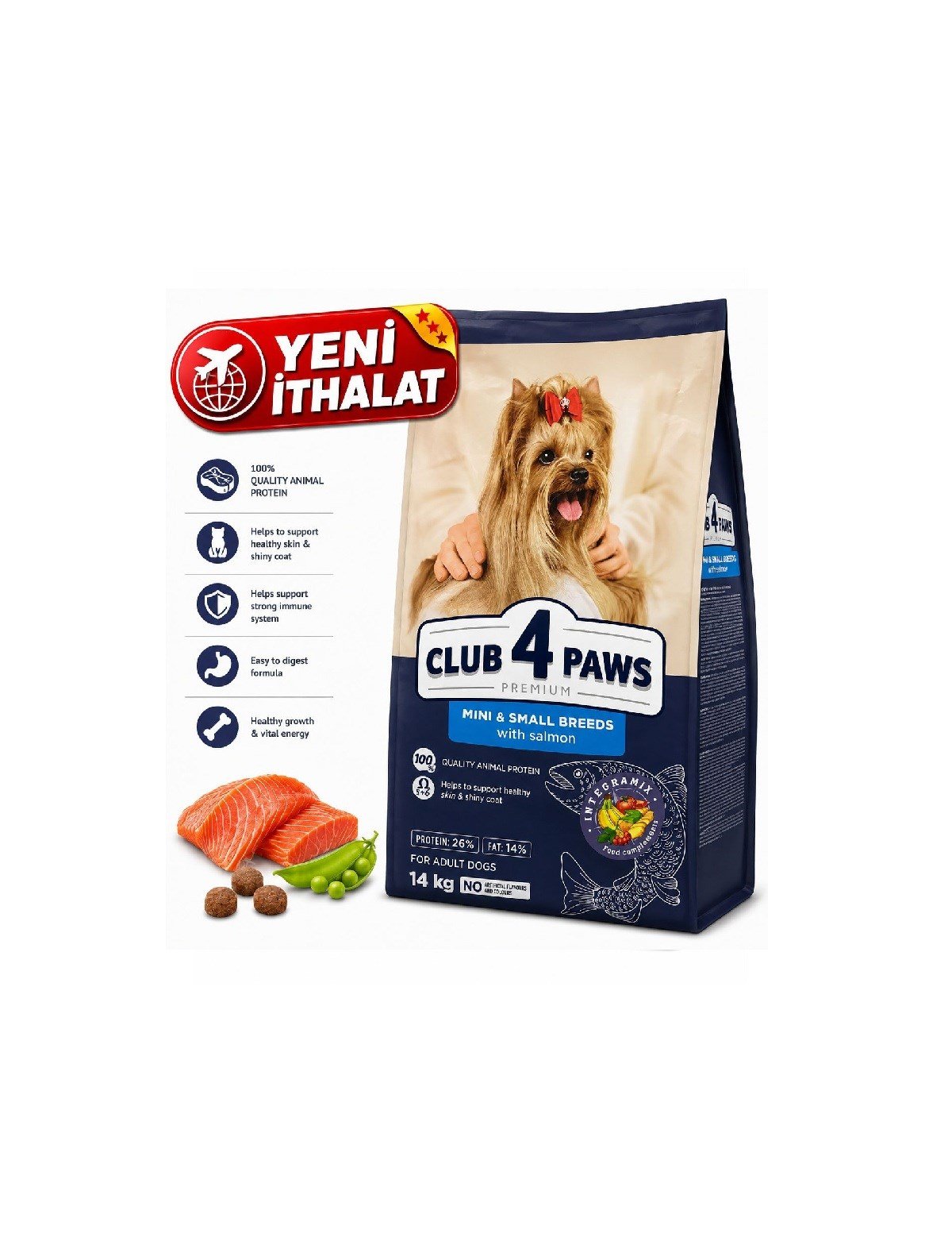CLUB 4 PAWS PREMIUM MINIATURE AND SMALL BREED  SOMONLU YETİŞKİN KÖPEK KURU MAMASI 14 KG