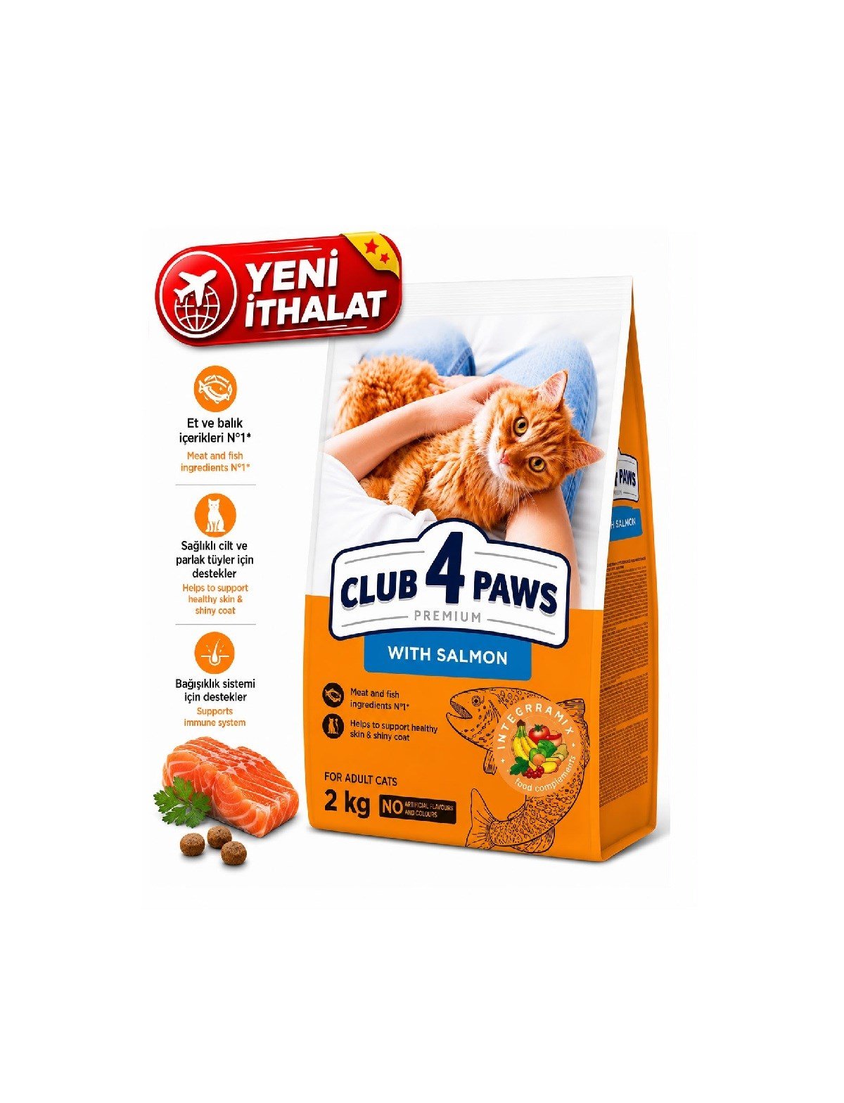 CLUB 4 PAWS PREMIUM SOMONLU YETİŞKİN KEDİ KURU MAMASI 2 KG