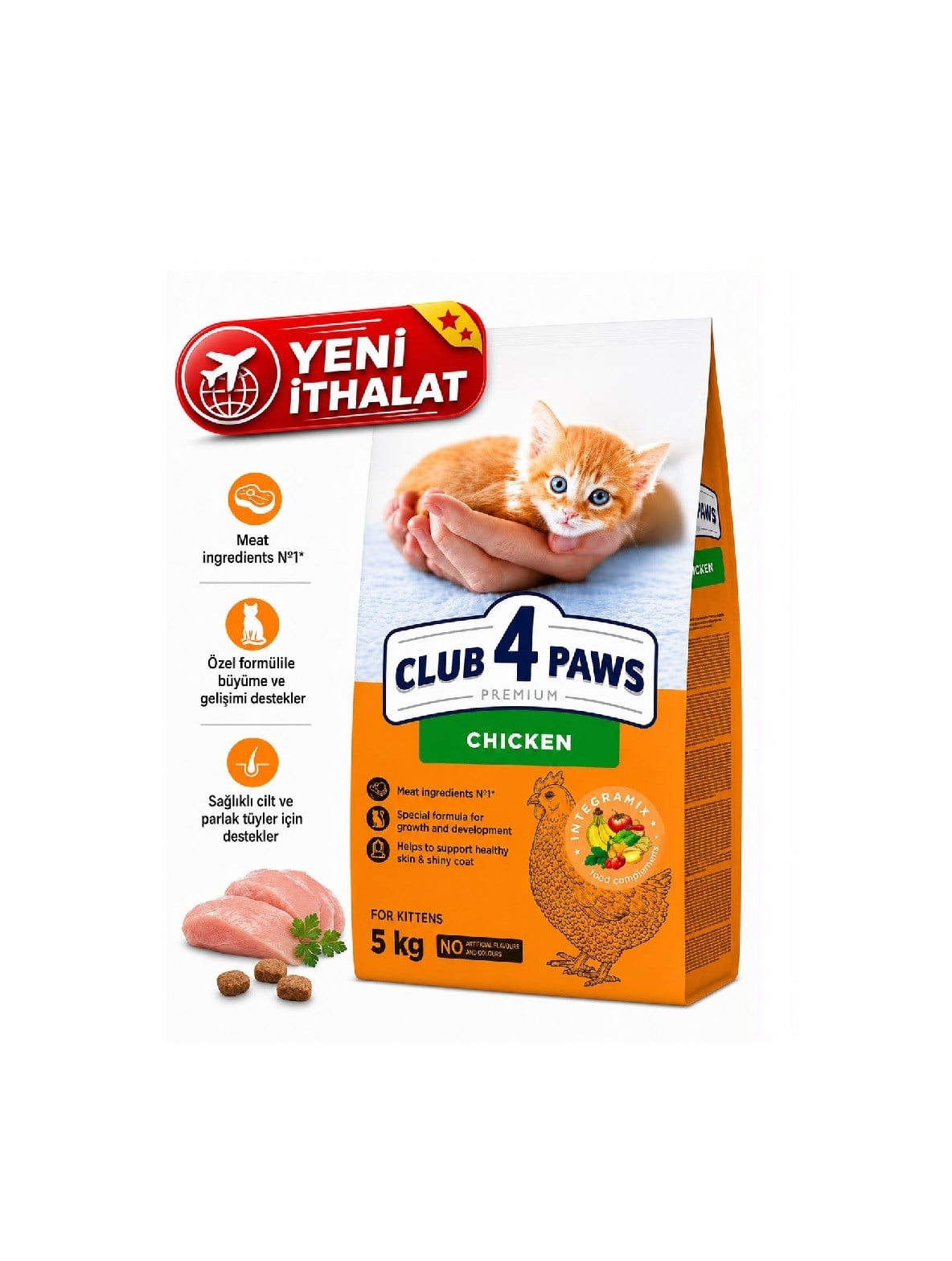 CLUB 4 PAWS PREMIUM TAVUKLU YAVRU KEDİ MAMASI 5 KG