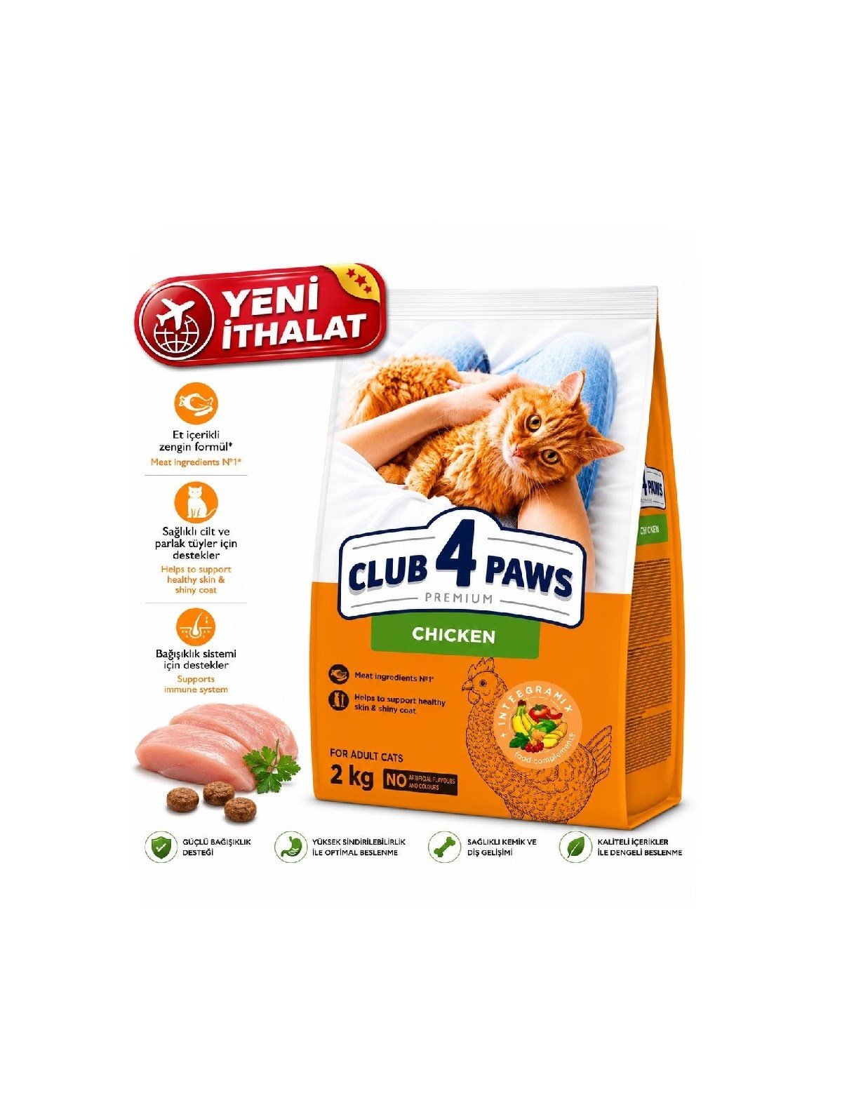 CLUB 4 PAWS TAVUKLU YETİŞKİN KEDİ KURU MAMASI 2 KG