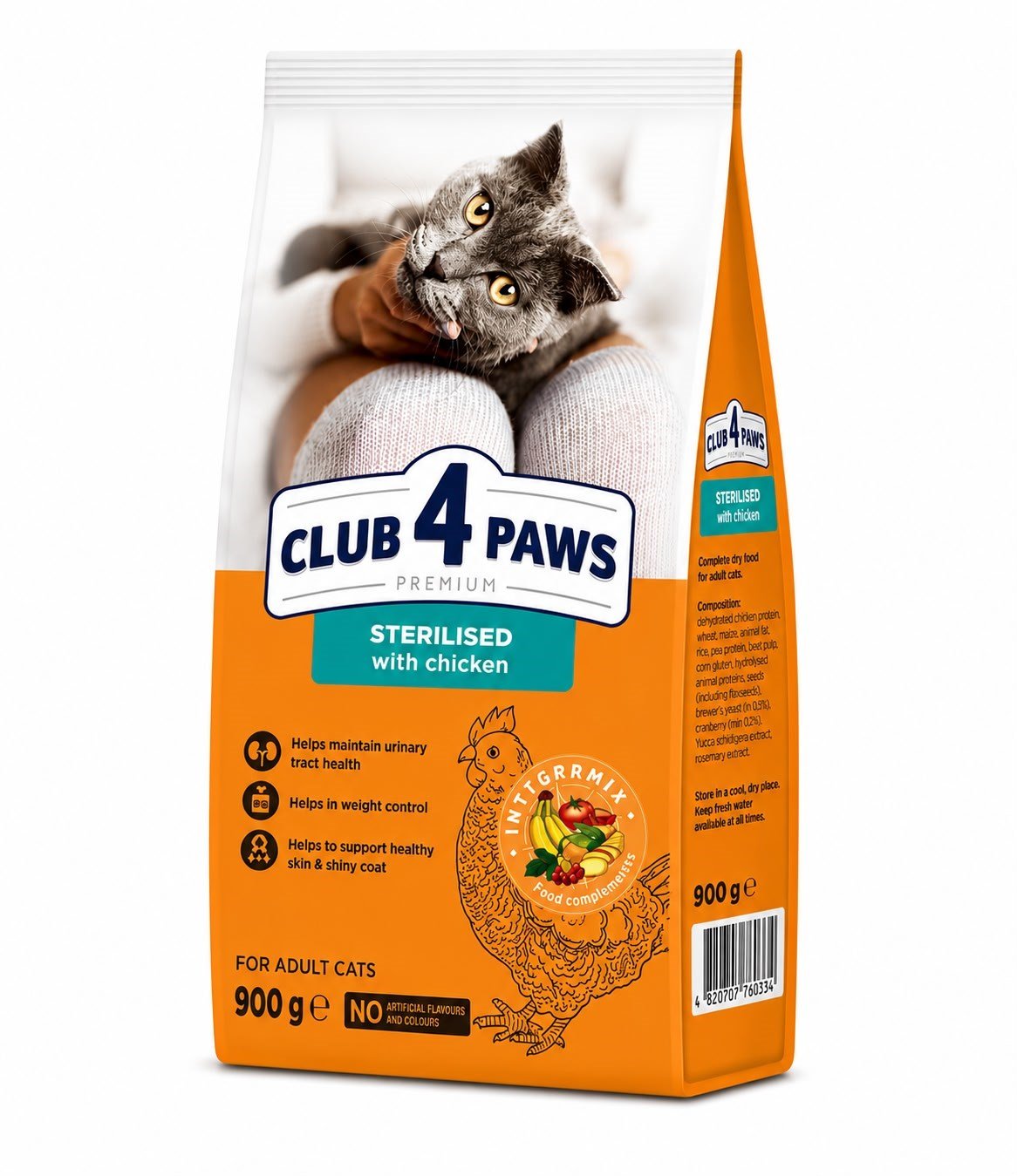 CLUP4PAWS PREMIUM KISIRLAŞTIRILMIŞ KEDİ MAMASI 900 GRAM