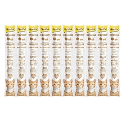 GimCat Sticks Hindi Etli Tavşan Etli Ödül Çubukları 10'Lu 50 Gr