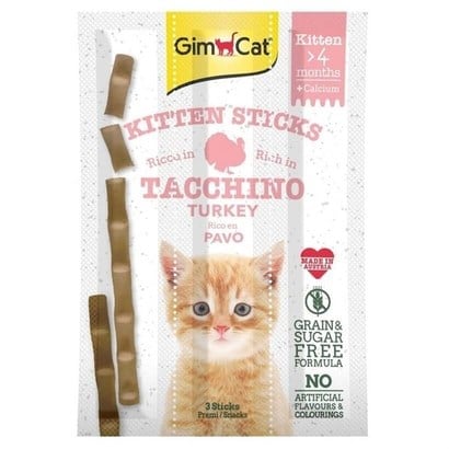 GimCat Sticks Kitten Hindili Yavru Kedi Ödül Çubukları 3 X 3 Gr