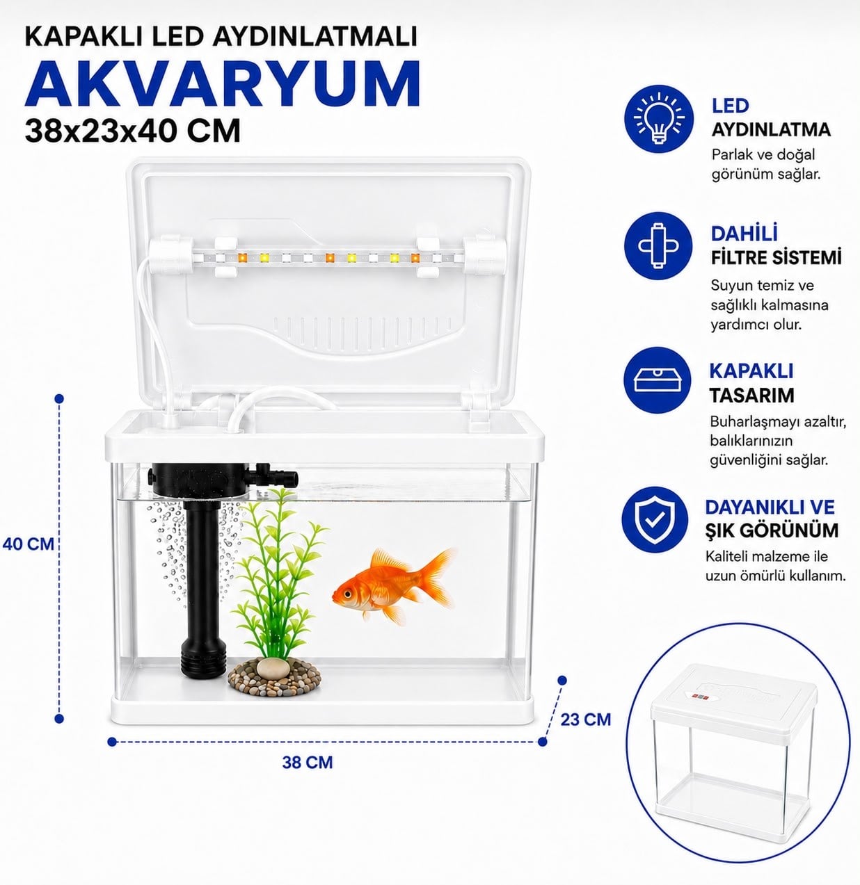 MAKRO İTHAL AKVARYUM 38*24*40 SİYAH (24 LİTRE)