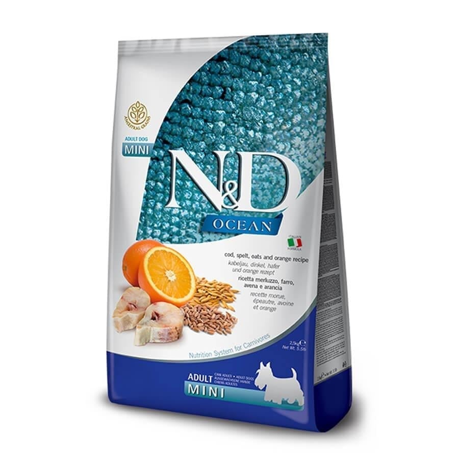 N&D Düşük Tahıllı Balık-Portakallı Mini Yetişkin Köpek Maması 2.5Kg