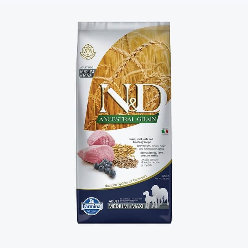 N&D Düşük Tahıllı Kuzulu Yaban Mersinli Yetişkin Köpek Maması 12 Kg