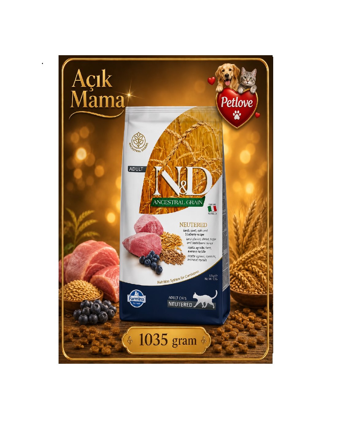 N&D Kuzu Az Tahıl Kedi 1 KG
