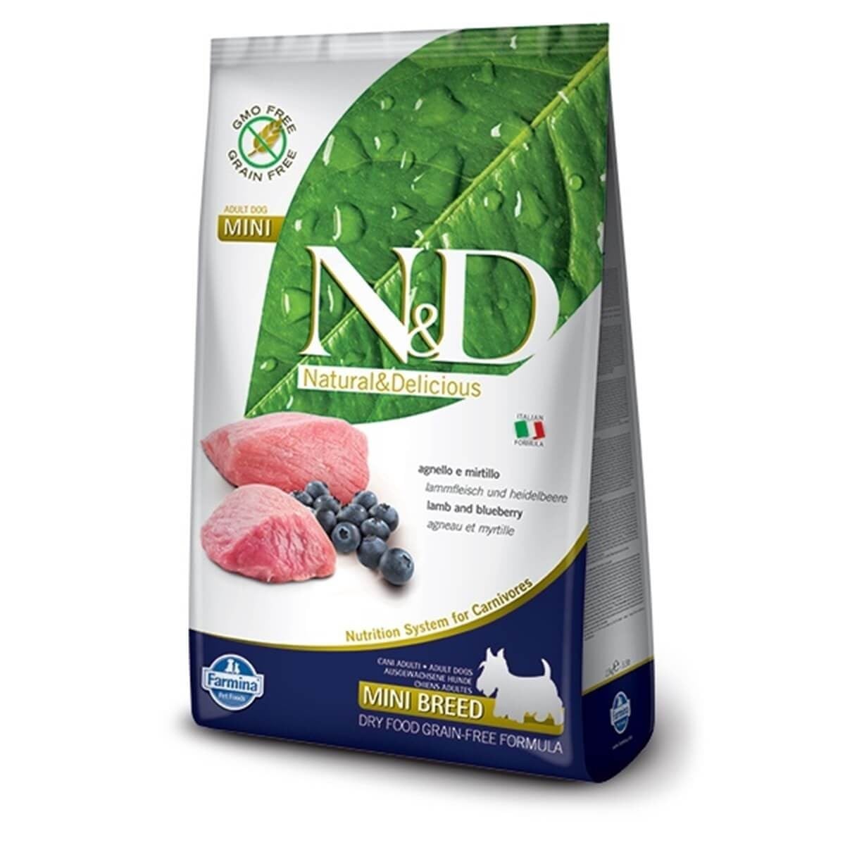 N&D Tahılsız Kuzu-Yaban Mersini Küçük Irk Yetişkin Köpek Maması 7 Kg