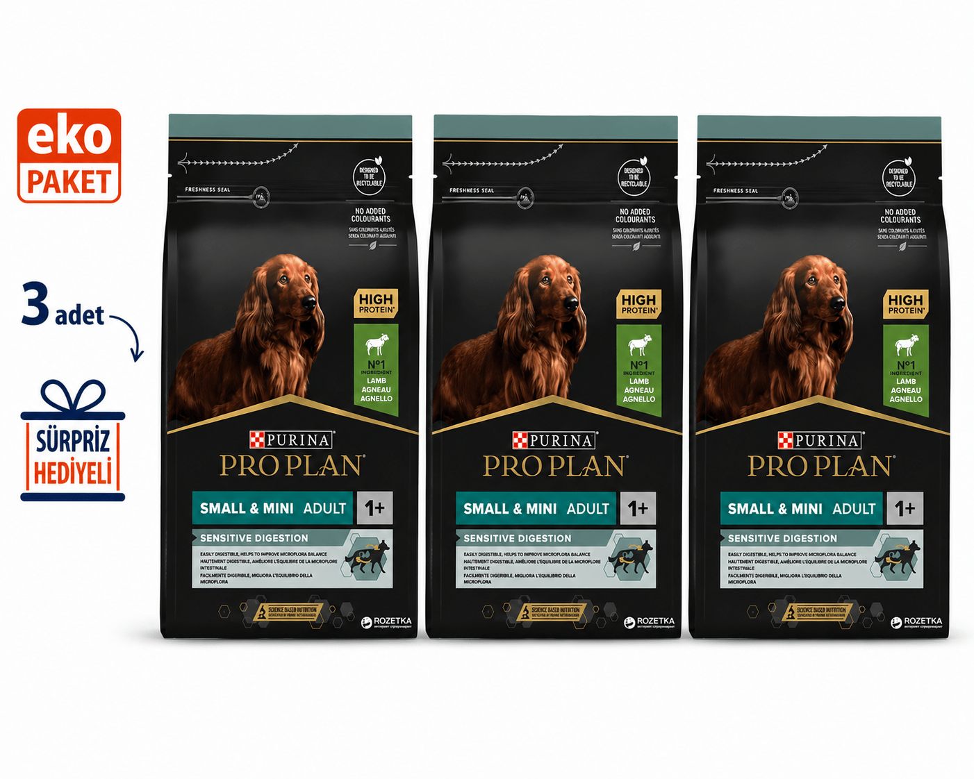 Pro Plan Small & Mini Adult Kuzu Etli Küçük Irk Köpek Maması 3 kg X3'lü Eko Paket